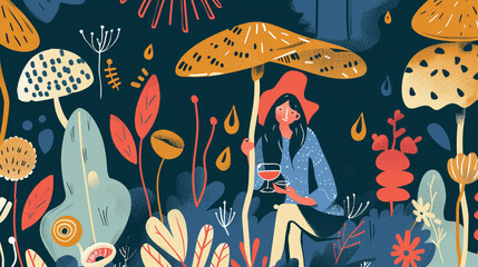 Vibrant abstract shapes intertwining to form a dynamic and visually striking composition.