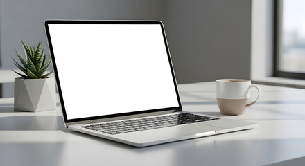 Laptop mockup blank screen for website presentation and advertising template design product display