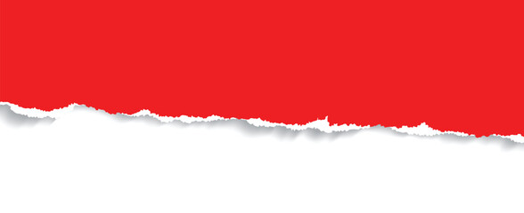 Realistic torn paper edge. Ripped red paper mockup isolated on transparent background. Piece of rip paper PNG. mockup template&nbsp;