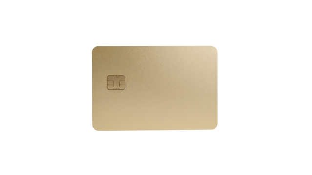 Elegant golden debit card displaying modern payment technology isolated on transparent background - Powered by Adobe