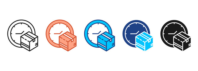 On Time Icon Set Multiple Style Collection