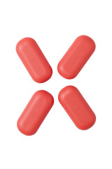 Symmetrical arrangement of coral pink oblong shapes against an undefined space, a minimalist and