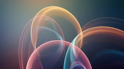 Abstract flowing translucent luminous curves in warm and cool tones background texture