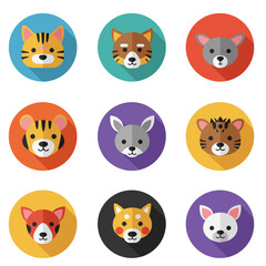 Fototapeta premium Colorful Collection of Diverse Cartoon Animal Faces for Kids and Design Projects