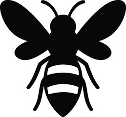 Silhouette bee simple icon honeybee insect vector illustrator
