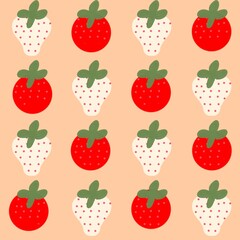 strawberry seamless pattern. kawaii design. 
