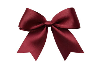Deep maroon satin ribbon bow,  isolated