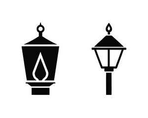 Obraz premium Two black and white street lamps isolated on white background Ai Generated