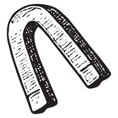 Obraz premium Hand-Drawn Horseshoe Magnet Sketch, Black and White Science Art