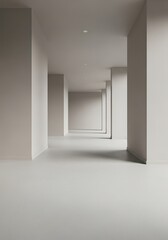Obraz premium Minimalist architecture: A serene white corridor with clean lines and geometric design