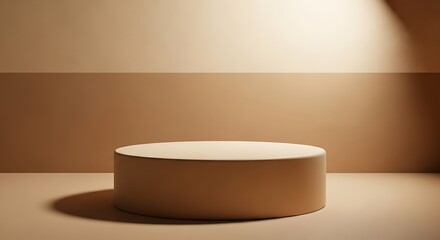 Minimalist brown podium scene for product presentation with soft shadows and lighting background