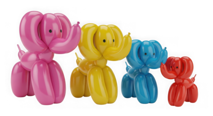 Colorful balloon elephants animal isolated on transparent background