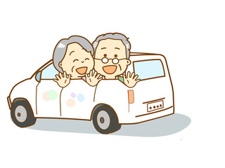福祉、送迎車で外出する高齢者