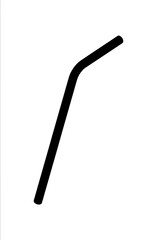 Black silhouette of a bent metal straw with a sleek, elongated design. The straw curves gently near the top for comfortable sipping. Simple solid black illustration on a transparent background.