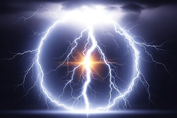 Lightning strikes in the sky