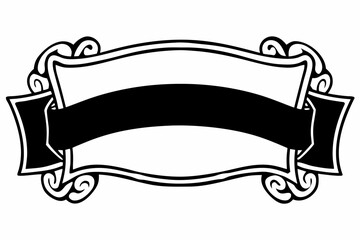 Decorative frame with ornate swirls and a black banner across the center of the design element created with generated ai