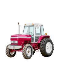 Obraz premium Vintage Tractor in Action: A classic, vibrant red tractor, symbol of agricultural productivity. capturing its robust build and timeless design.