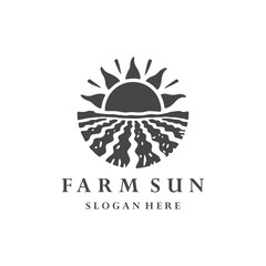 Farm sun logo vector icon illustration