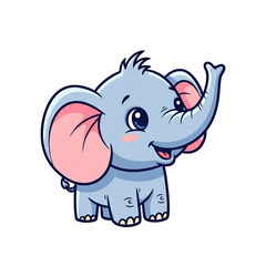 Naklejka premium Cute baby elephant cartoon icon. Hand-drawn Sri Lankan animal character.