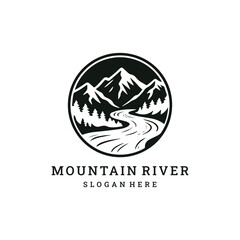 Mountain river logo vector icon illustration