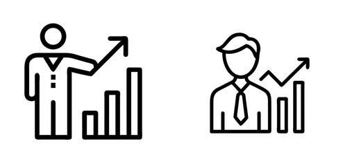 Businessman with Graph Outline Vector Icon