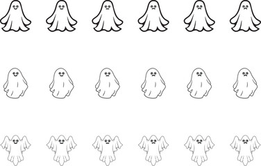 Cute Halloween Ghost Illustrations in Different Poses