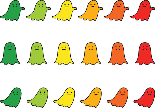 Gradient of Ghostly Emotions Happy to Sad