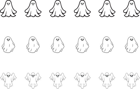 Cute Halloween Ghost Illustrations in Different Poses