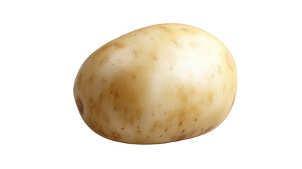 Single raw potato with natural skin isolated on white background