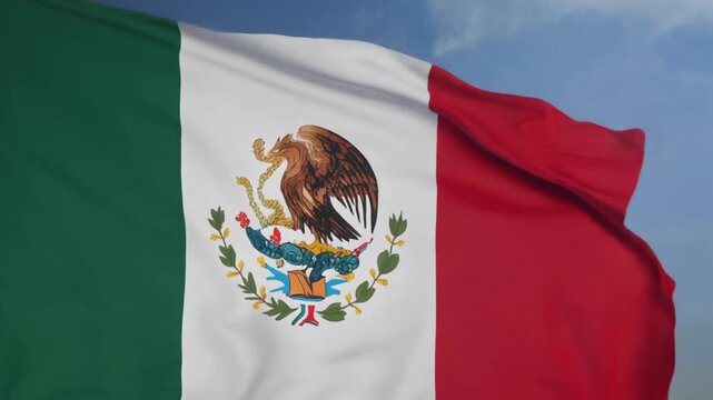 Mexican Flag Waving in the Sky 