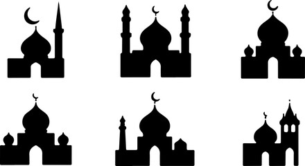 Islamic Mosque Silhouette Collection vector bundle
