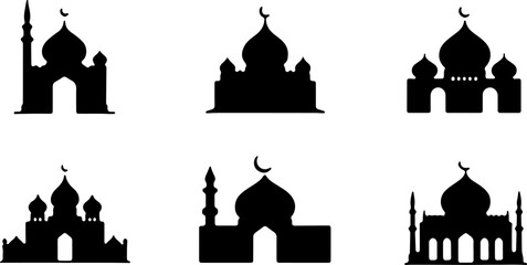 Islamic Mosque Silhouette Collection vector bundle