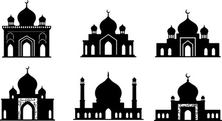 Islamic Mosque Silhouette Collection vector bundle