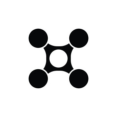 Abstract geometric shape with four circular elements and central opening