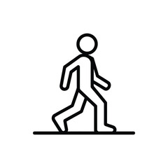 Simple line art icon of a person walking forward