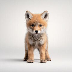 Obraz premium Adorable Young Fox with Fluffy Fur and Expressive Eyes in Studio