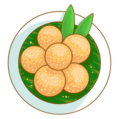 onde-onde with cartoon vector design 