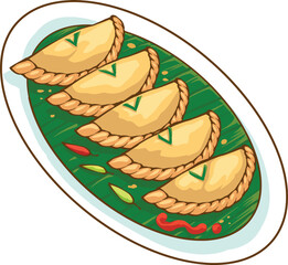 indonesian pastel food with cartoon vector design