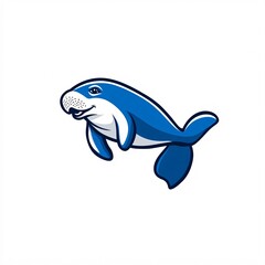 Obraz premium Colorful Cartoon Illustration of a Playful Sea Cow Design