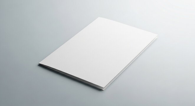 Professional blank white brochure, magazine, or booklet mockup on a clean light grey background, ideal for design presentations.