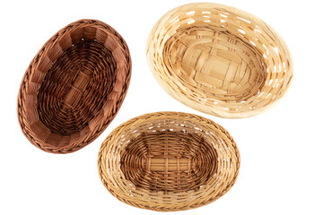 Fototapeta premium Nesting Set of Three Oval Fiber Baskets with Tight Weave, isolated on transparent background