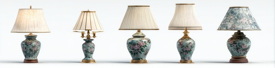 Floral-patterned table lamps with cream shades