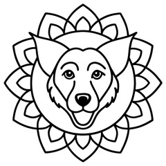 Dog Mandala Vector Icon in Line Art Style