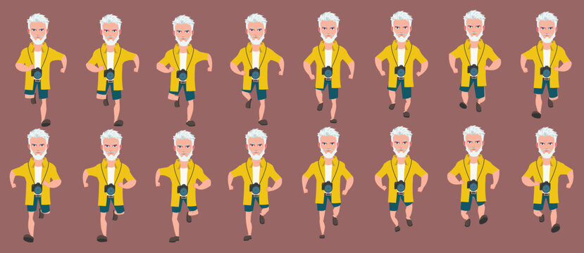 Old mand running animation spritesheet