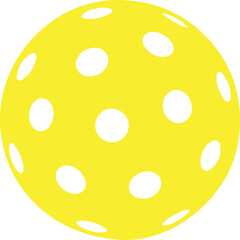 Bright yellow pickleball illustration isolated, sports equipment vector graphic design