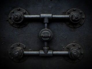 Black metal industrial pattern close up shot