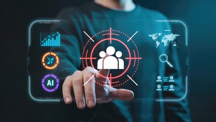 Human resources target acquisition concept with AI and data analysis for business growth