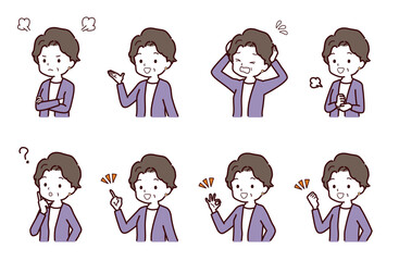 さまざまなポーズのシニアのイラスト素材