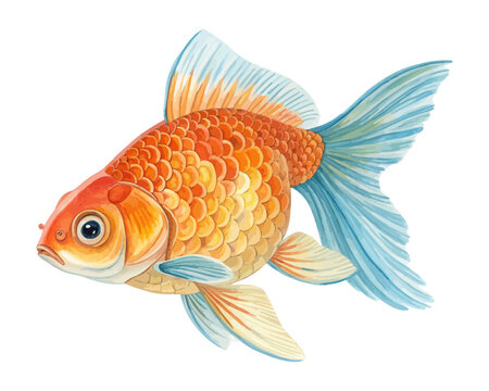 watercolor goldfish vector illustration isolated on white background