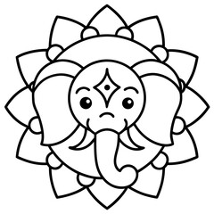 Elegant Elephant Mandala Line Art Vector Design